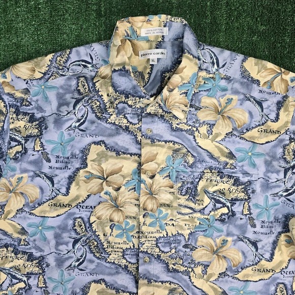 Pierre Cardin Shirt Mens XL Multicolor Hawaiian Floral Short Sleeve Button Up - Picture 3 of 8